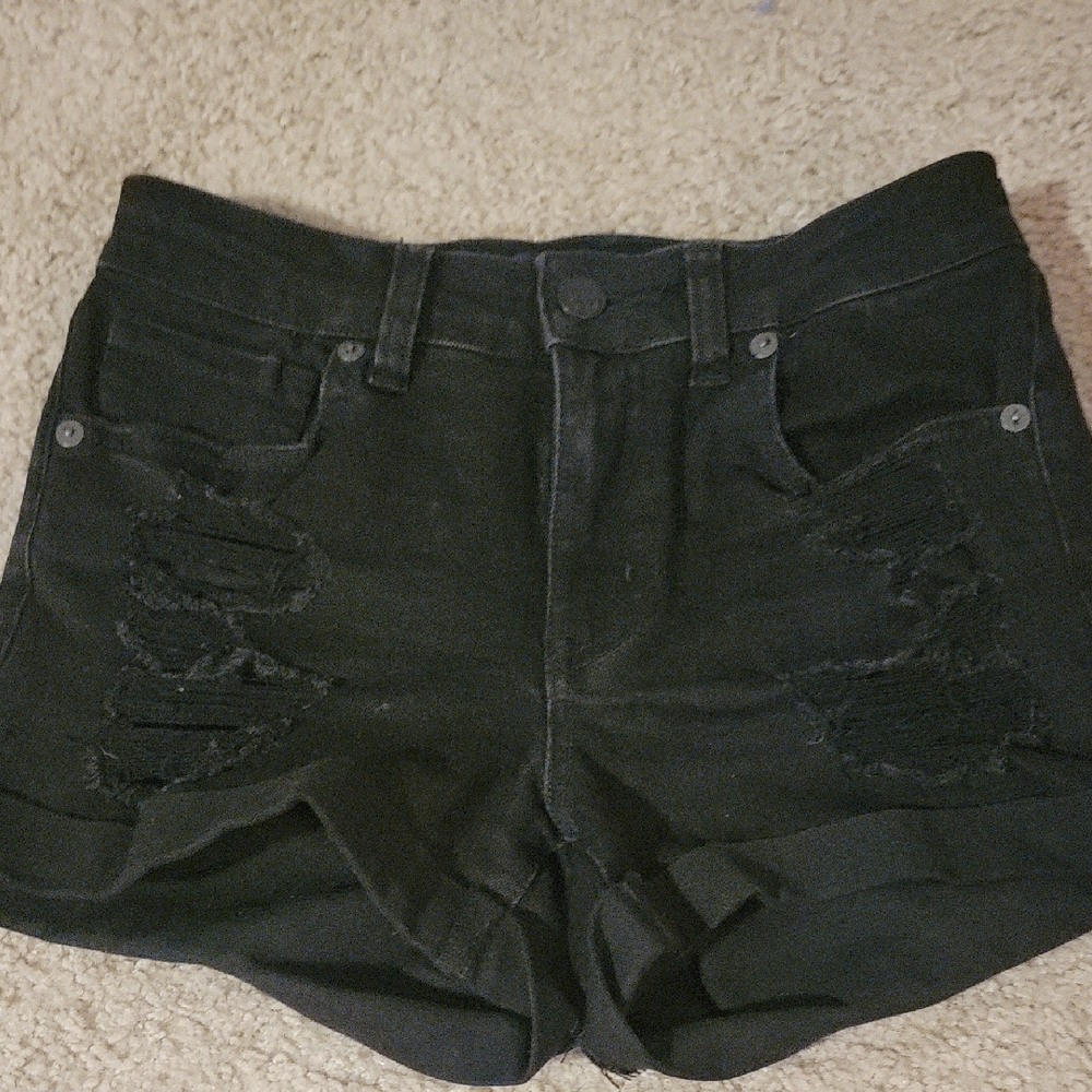 Aeropostale Women's/Juniors Black Distressed Shorts